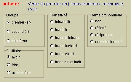 propri&eacute;t&eacute;s du  verbe