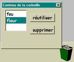 ouverture de la corbeille